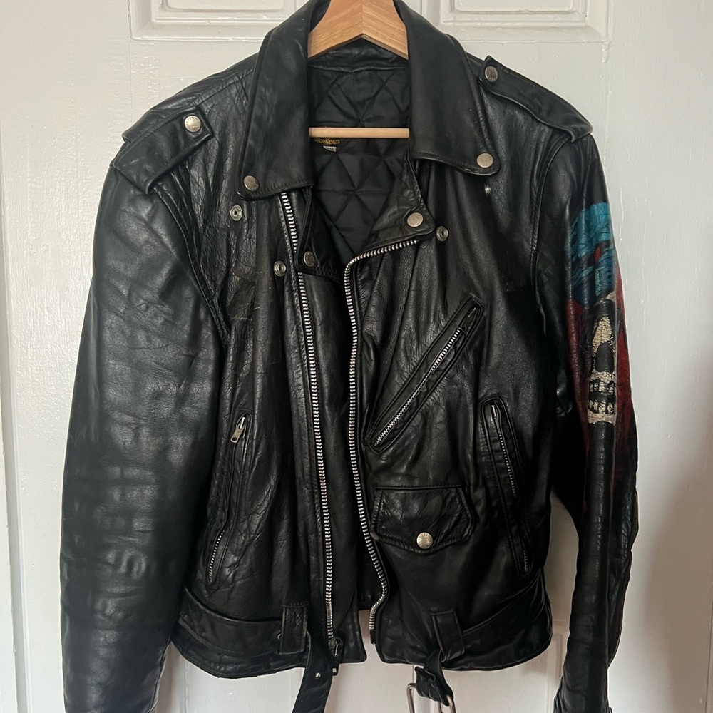 Vintage retro leather moto biker jacket